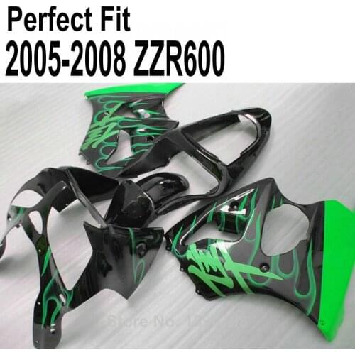 Green Injection Fairing Kit For Kawasaki ZZR600 ZZR2005 2006 06 2007 07 2008 05 06 07 08 Fairings SZ90