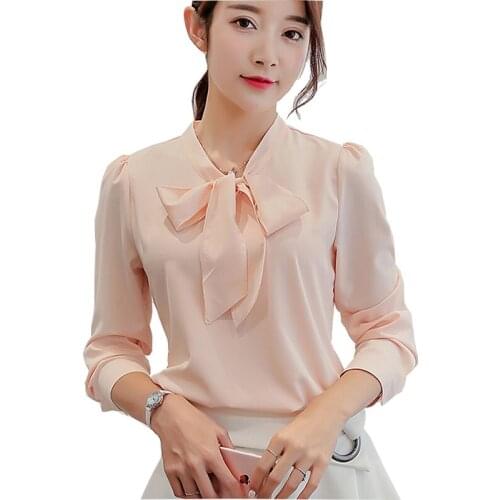 Shirt Chiffon Women Blouse Business 2019 New Casual Womens brand Long Sleeved Shirts Slim Female Excellent Quality large