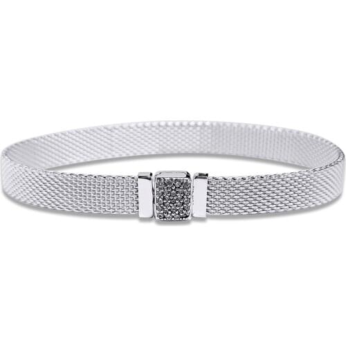 Reflexions Clasp Mesh Valentine Day Jewelry Christmas Aesthetic Signature 100% Real Silver S925 Bracelets for Women