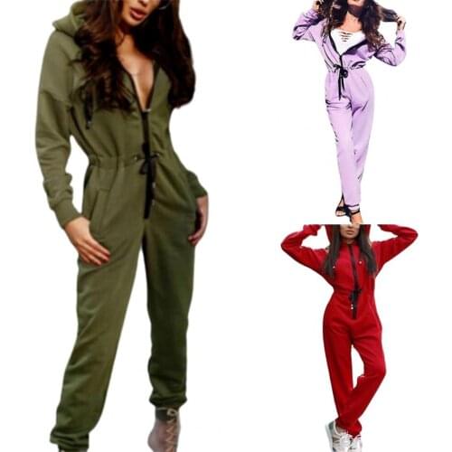 Women Jumpsuit Hooded Drawstring Autumn Long Sleeve Waist Tied Romper for Dating