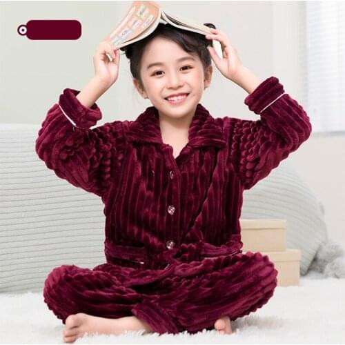 2021 Winter Kids Pajamas Set For Teenagers Girls Nightshirt Baby Home Clothes ChildrenS Flannel Warm Pyjamas For Boy