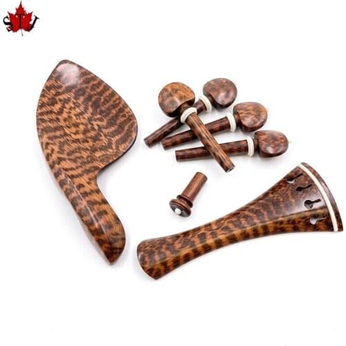4/4 Violin Snakewood Letterwood Fitting Tailpiece Chinrest Pegs Endpin