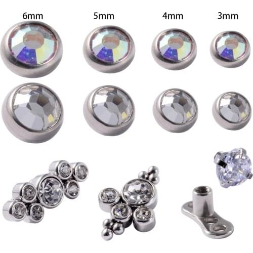 1pc G23 Titanium Micro Dermal Anchor Crystal Top Dermal Piercings Surface Piercing Micro Dermal Opal Gem 14G Body Jewelry