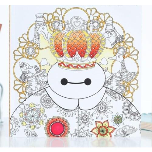 100 pages Cartoon Big Hero coloring books for adults kids Relieve Stress Kill Time Graffiti Painting Book libros 25cm x 25cm