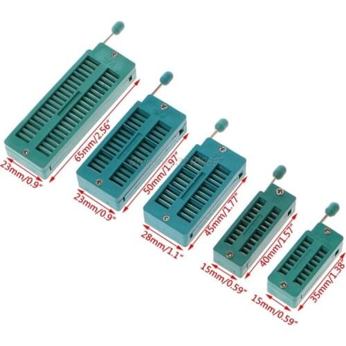 16 20 24 28 40 P Pin 2.54MM Green DIP Test Universal ZIF IC Socket Welding Type Whosale&Dropship