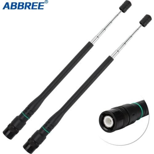 2PCS ABBREE AR-775 High Gain BNC Antenna Walkie Talkie Telescopic Antenna for HT440 IC-V80 TK100 Portable Two Way Radios