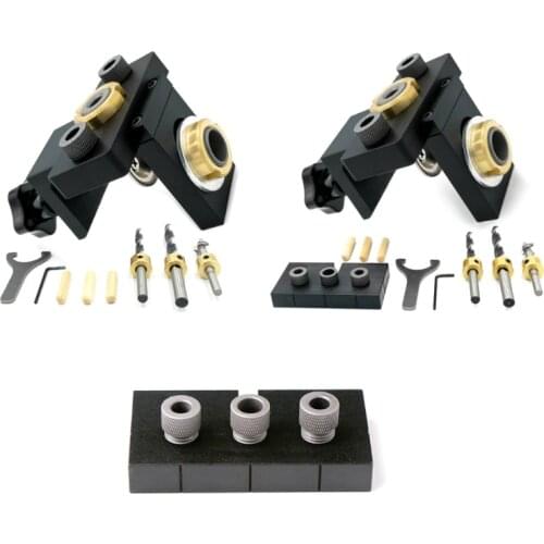 3-in-1 Punch Locator Adjustable Doweling Jig 8/15mm Drill Bit Drilling Dowelling Template Guide for Handles Pulls Tools