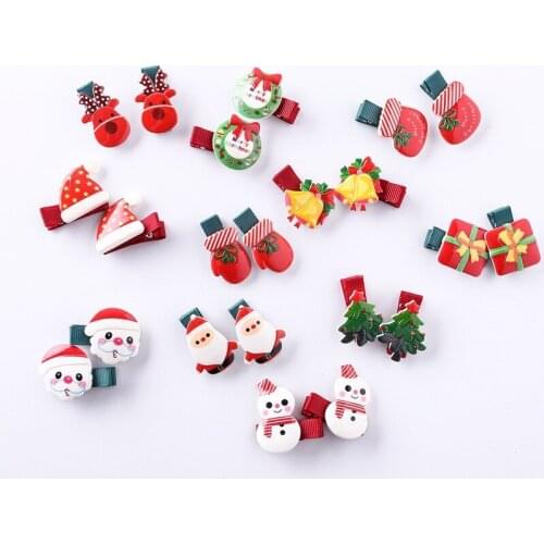 4PCS Christmas Headdress ChildrenS All-Inclusive Acrylic Hairpin Xmas Baby Holiday Hair Accessories Cute Hair Decorations
