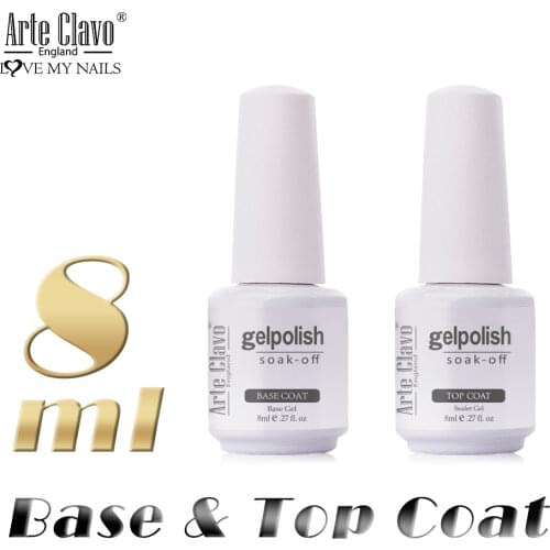 Arte Clavo 8ml Base Top Coat Gel Nail Polish Primer Top Gel Varnish Base Coat Foundation Nail Art Manicure Transparent Soak Off