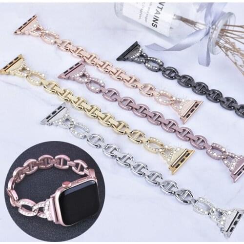 Stainless Steel Metal Dress Jewelry Bracelet for Apple Watch Series 4 3 2 1 38MM 42MM Bling Strap Band for iWatch 4 40MM 44MM