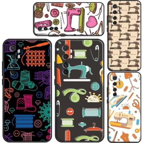 Sewing machine tailor elements pattern Phone Case For POCO X3 Pro M3 F3 Cover For Xiaomi Mi Note 10 Lite Mi 11 Ultra 9T 10T Pro