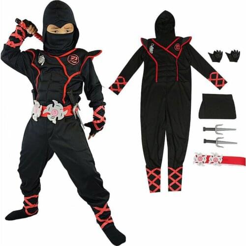 Ninja Costume Boy Ninja Costume Kids Child Fancy Party Dress Up Halloween Purim Costumes Ninja Superhero Cosplay Suit Gifts