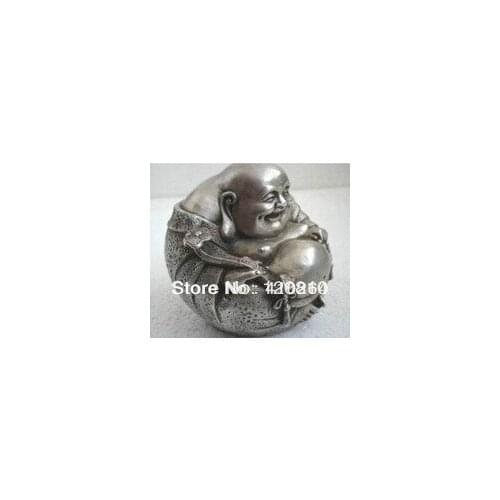 Express rare luck tibetan silver smile buddha statue