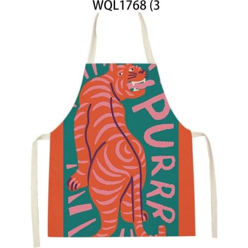 Animal Tiger Printed Cleaning Apron Blue Tiger Home Cooking Kitchen Apron Chef Adult Bibs Are Easy To Clean Pinafores Grembiule