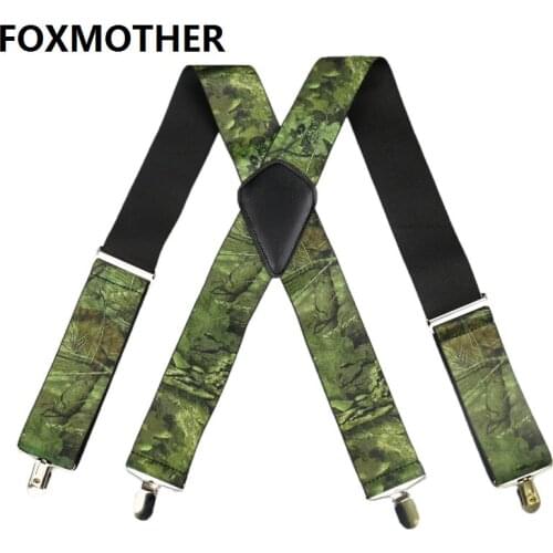 FOXMOTHER Men Military Suspenders Male Wide 5cm Camouflage Suspender Mans Brace
