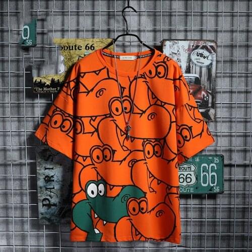 Crocodile T-shirt Summer Oversized T shirt Funny Cartoon Short Sleeve Tops Loose Japan T-Shirt Kawaii Amine Tshirts Streetwear