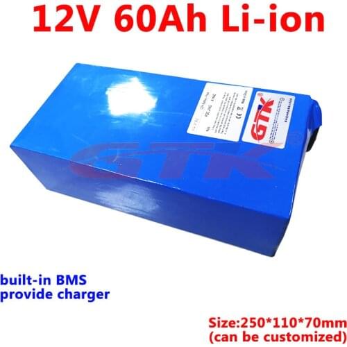 GTK 720Wh 12v 60ah battery lithium ion battery pack NMC battery for 500W 700W CITYCOCO scooter ebike skateboard+10A charger