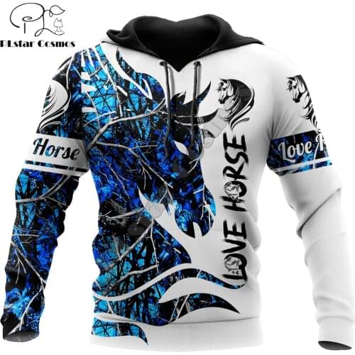 Beautiful Horse Tattoo blue 3D All Over Printed Autumn Men Hoodies Unisex Casual Zip Pullover Streetwear sudadera hombre DW0488