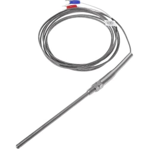 K type Thermocouple Stainless Steel probe Thermocouple 2m Cable Wire Length Thermocouple 0~400C Temperature Sensor 50/100/200mm