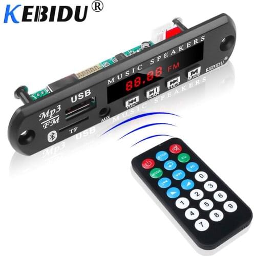 Kebidu 5V 12V Bluetooth MP3 WMA Decoder Board Universal Wireless Audio Module USB SD(TF) AUX FM Radio With Remote For Car DIY