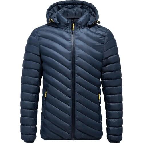 LUCLESAM 2021 Winter Men Warm Lightweight Cotton Jacket Mens Diagonal Stripes Down Coat parkas casaco masculino inverno