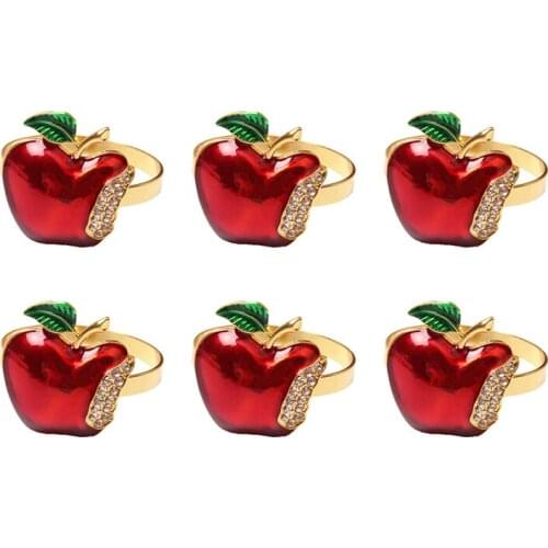 Hot Napkin Rings Set of 6, Red Apple Napkin Ring for Wedding, Dinner Party, Banquet, Serviette for Christmas, Birthday