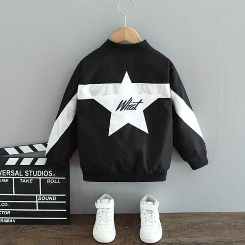 New Fashion Boys Jacket Cool Kids Boy Child Autumn Baseball Clothing Star Windbreaker Jacket