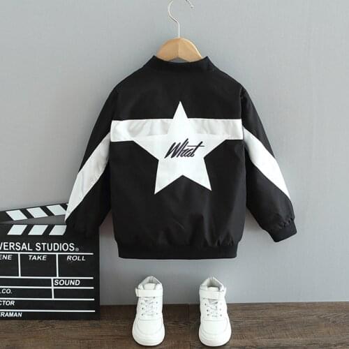 New Fashion Boys Jacket Cool Kids Boy Child Autumn Baseball Clothing Star Windbreaker Jacket