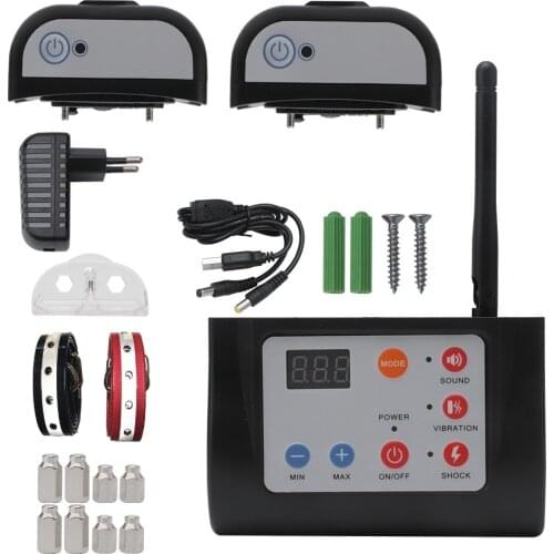 2 In 1 Wireless Electronic Dog Fence System Pet Dog Training Collar Beep Shock Vibration Training and Fence Function For 2 Dogs