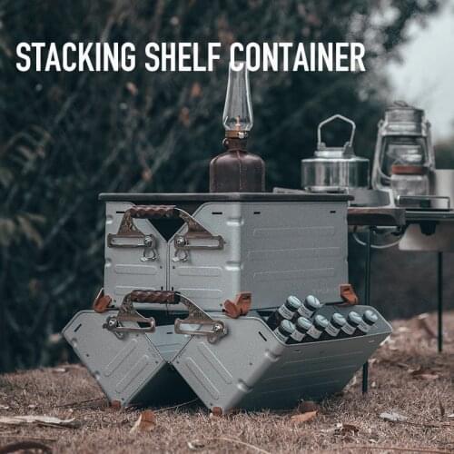 Outdoor Glamping Camping Equipment Picnic Self-Drive Fishing Stacking Shelf Container Aluminum Magnesium Case Storage Box Trunk