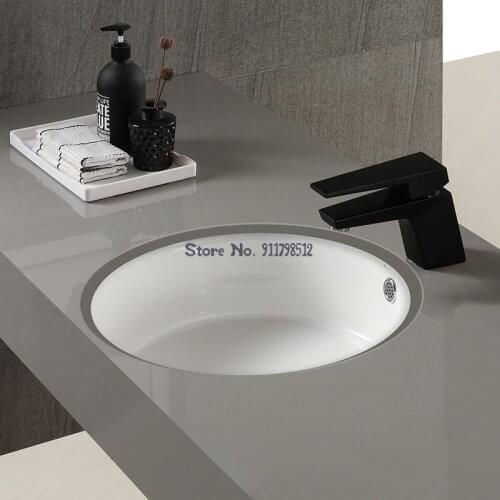 Full Round Undercounter Basin Wash Basin Ceramic Washbasin Pool Embedded Basin Household Bathroom Wash Basin Wash Basin