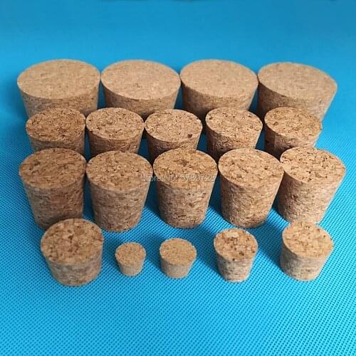 50pcs Top DIA 13mm to 39mm Wood Cork Lab Test Tube Plug Essential Oil Pudding Small Glass Bottle Stopper