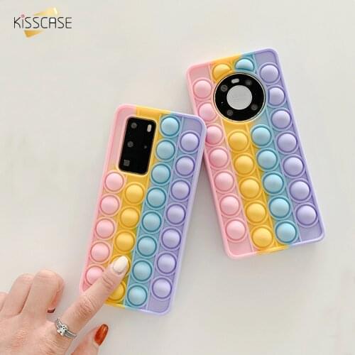 Reliver Stress Fidget Toys Push Silicone Case For Huawei P40 P30 Pro Mate 40 30 Pro Nova 8 7 6 Pro Shockproof Back Covers Cases