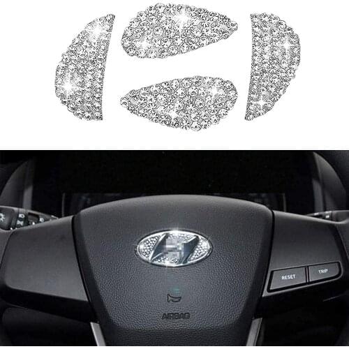 Crystal Diamond Steering Wheel Emblem Car Sticker for Hyundai I30 Solaris Elantra Sonata Getz I40 Creta Ix35 Accent Tucson Ioniq