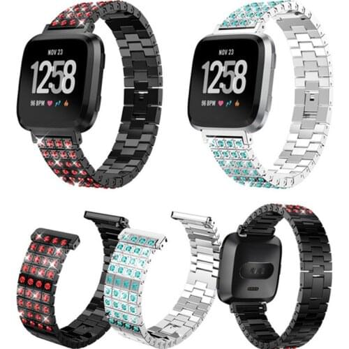 Replacement Luxury Crystal Stainless Steel Strap Wrist Band Bracelet For Fitbit Versa/Versa Lite Watch Band