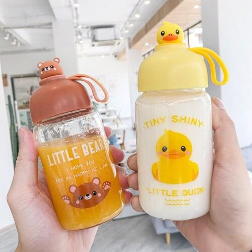 New Cartoon Animal Glass Cup Creative Personality Portable Water Bottle For Kids Girl Student Cute Leakproof Water Cup Bpa Free