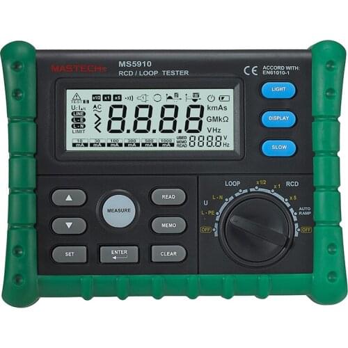 MASTECH MS5910 RCD/Loop Resistance Tester Circuit Trip-out Current/Time Detector with USB Interface