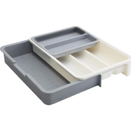 Cutlery Drawer Tray Expandable Adjustable Utensil Drawer for Kitchen Utensil Organizer Multi-Purpose Storage for Kitchen