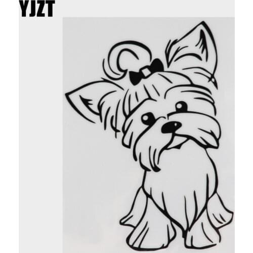 YJZT 12.2X17.3CM Yorkshire Terrier Pup Doggy Yorkie Decal Car Sticker Cute Fun Dog Car Window Vinyl Black/Silver C24-1632