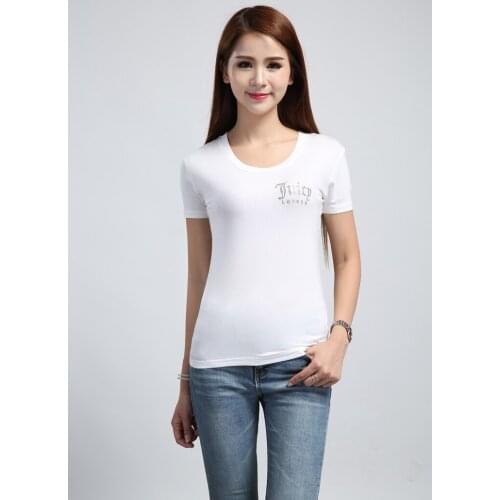 JUICY LOVERS Brand Diamonds Fashion Slim Women Sporting T-Shirt Green White Black Casual Shirts O-Neck Women Tops Summer Tees