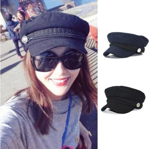 Ladies Solid Classic Womens Girls Wool Blend Baker Boy Peaked Cap Newsboy Beret Hat Travel Button