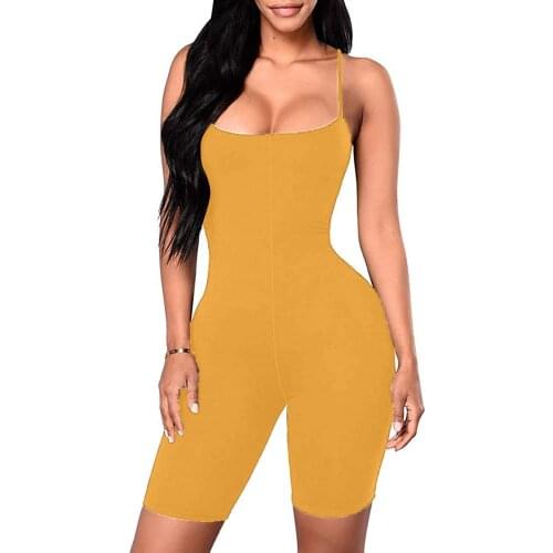 Sexy Spaghetti Strap Off Shoulder Jumpsuit Romper 2021 Bodycon Summer Sleeveless Solid Playsuit Women Casual Plain Bodysuit