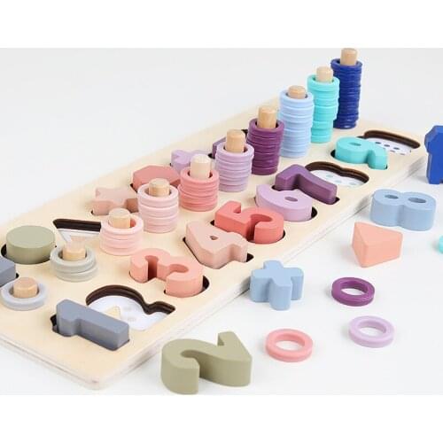 1 Set Wooden Toy Count Geometric Shape Cognition Early Education Teaching Aids Gift Math Toy