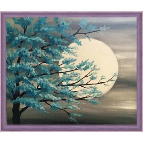 Full Square/Round Drill 5D DIY Diamond Painting Kits "Moon and Turquoise Trees" 3D Diamond Embroidery Cross Stitch Tool Home Dec