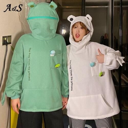Anbenser New Frog Hoodies Men Women Pullover Hooded Loose Casual Design Hoody Autumn Three-Dimensional Embroidery Pullovers Top