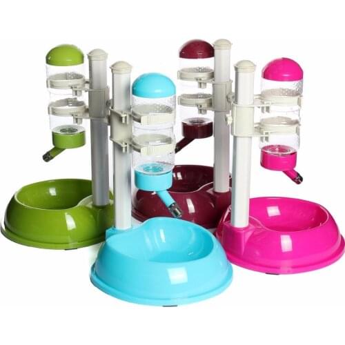 New Pet Cat Dog Automatic Water Drinker Dispenser Food Stand Hamster Feeder Dish Bowl Bottle 3 Colors