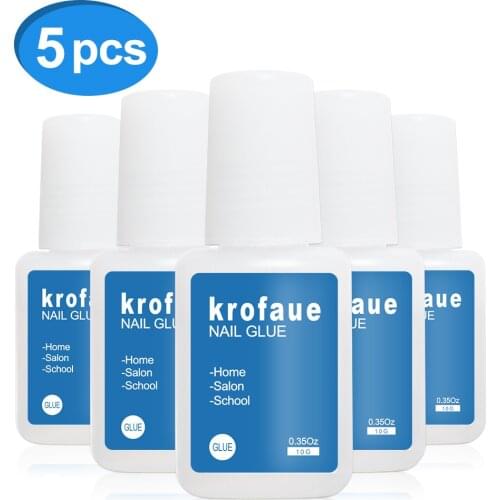 KROFAUE 5pcs/set 10g Fast Drying Nail Glue For False Nail Tips Glitter Acrylic Nail Art Decoration For Rhinestones Decoration
