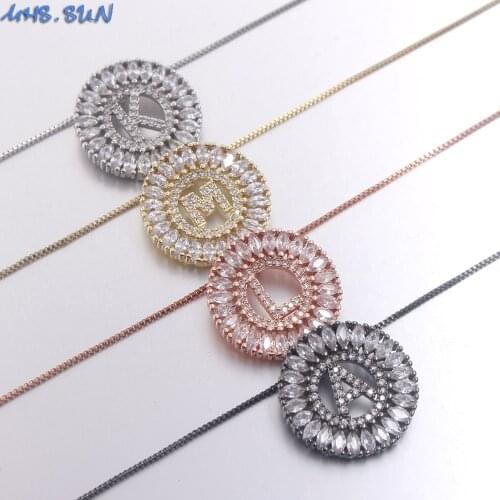 MHS.SUN Women Girls Zircon 26 Letter Pendants Necklace Charming AAA CZ Alphabet Chain Necklace Vintage Jewelry 1Pcs