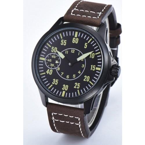 CORGEUT Brand Pilot Design Military Mens Self-Winding Luxury Brand Sports Clock Leather Waterproof Luminous Mechanical Watch