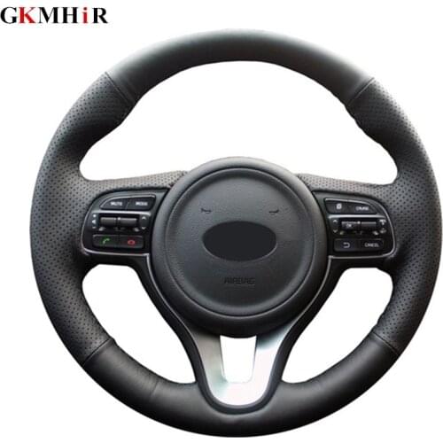 Black Soft Artificial Leather Car Steering Wheel Cover for Kia Sportage 4 KX5 2016 2017 K5 2016 2017 Hand-stitched